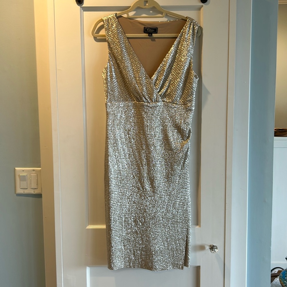 Dressbarn Collection Sleeveless Gold Sheath Dress Size 12